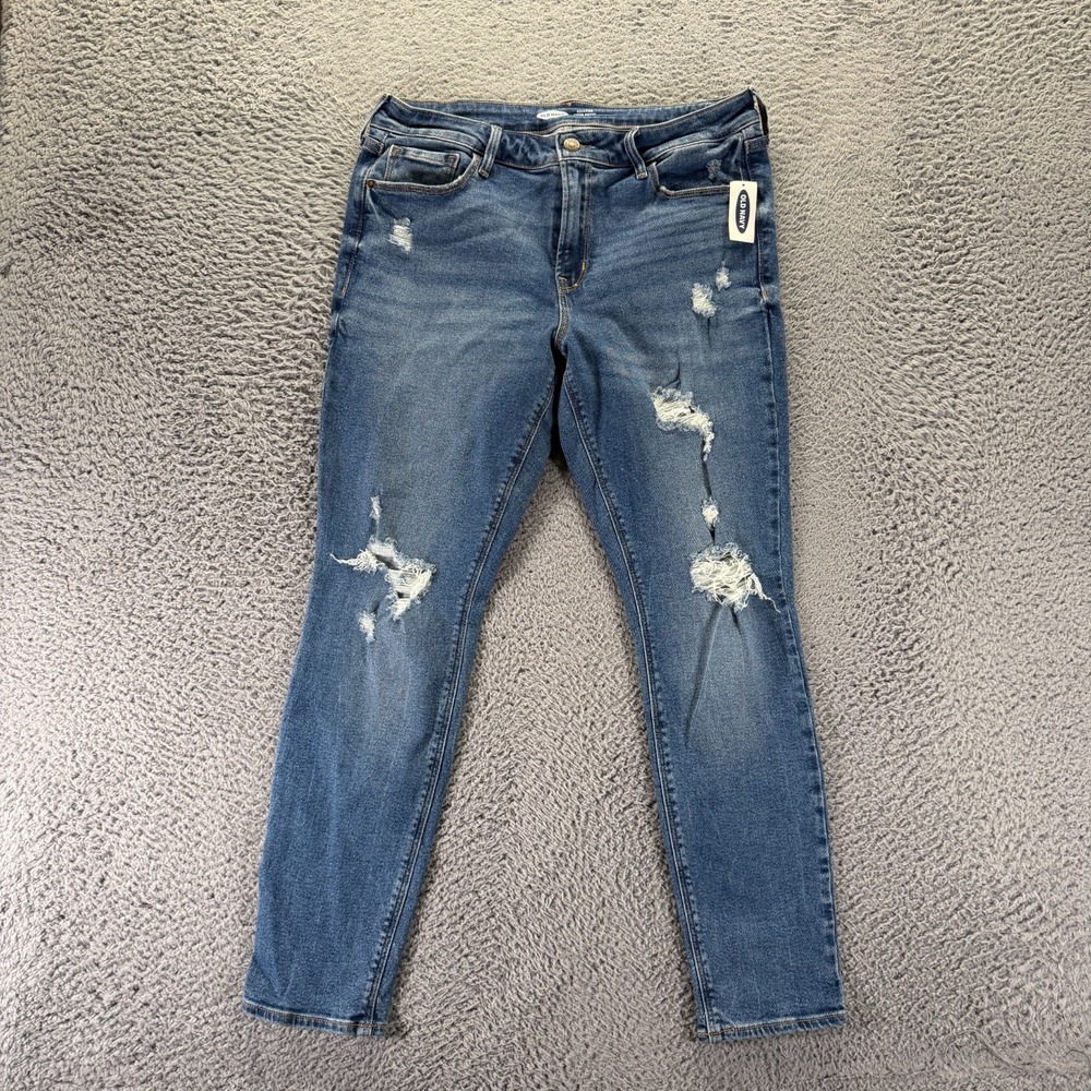Old Navy Rockstar Jeans Women's 12 Blue Cotton Denim Skinny Distressed Stretch